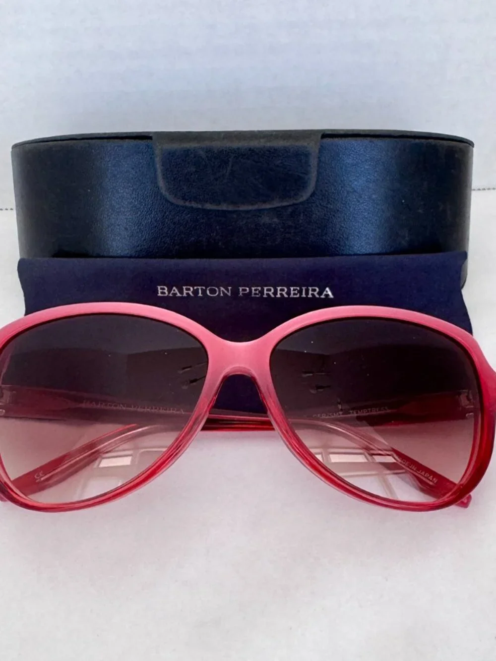 Barton Perreira Rose Pink Temptress Sunglasses with Gray Grey Gradient Lenses